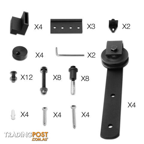 Sliding Door Hardware Track Set Powder Coat Steel Black