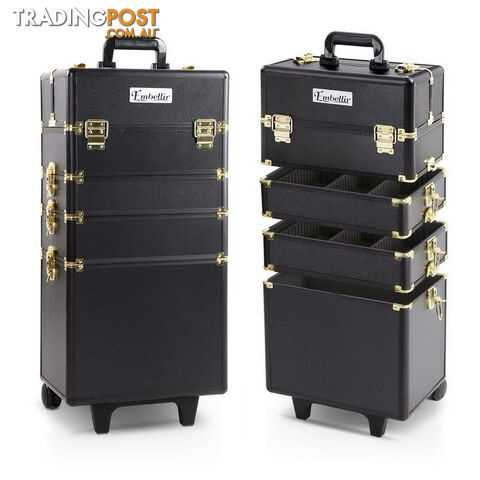 7 in 1 Make Up Cosmetic Beauty Case  Black & Gold