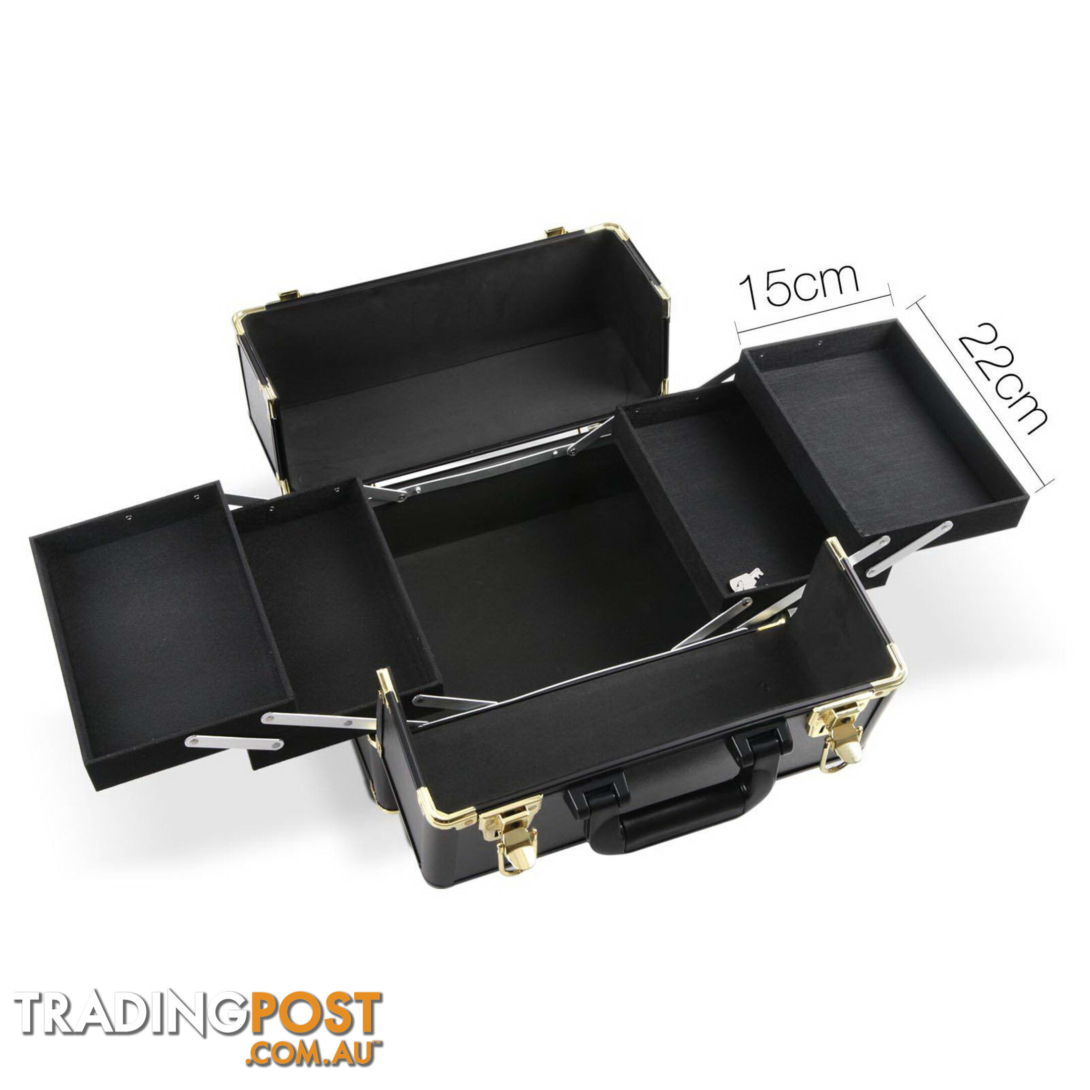 7 in 1 Make Up Cosmetic Beauty Case  Black & Gold