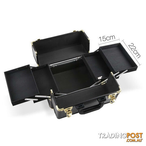 7 in 1 Make Up Cosmetic Beauty Case  Black & Gold