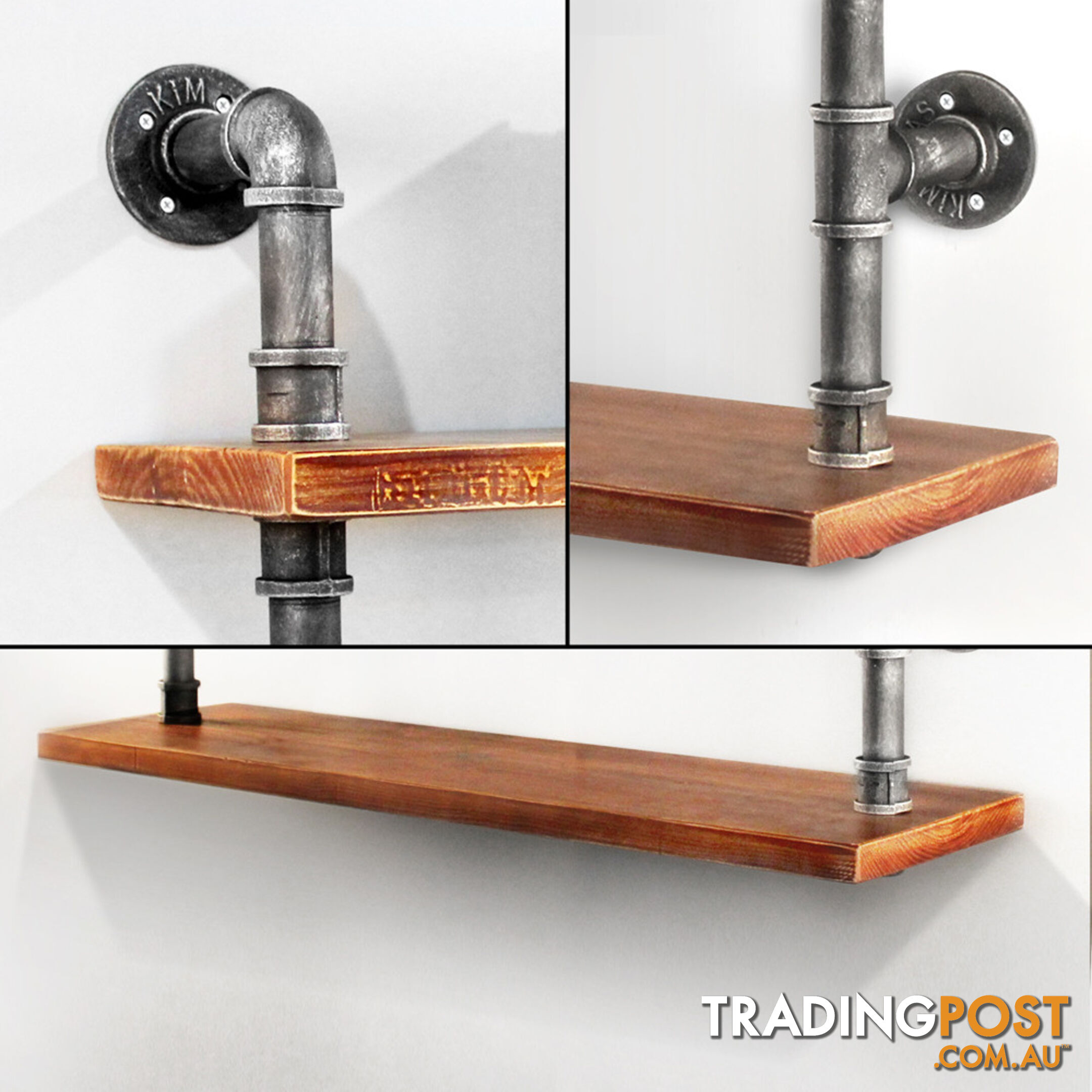 Rustic Industrial DIY Floating Pipe Shelf