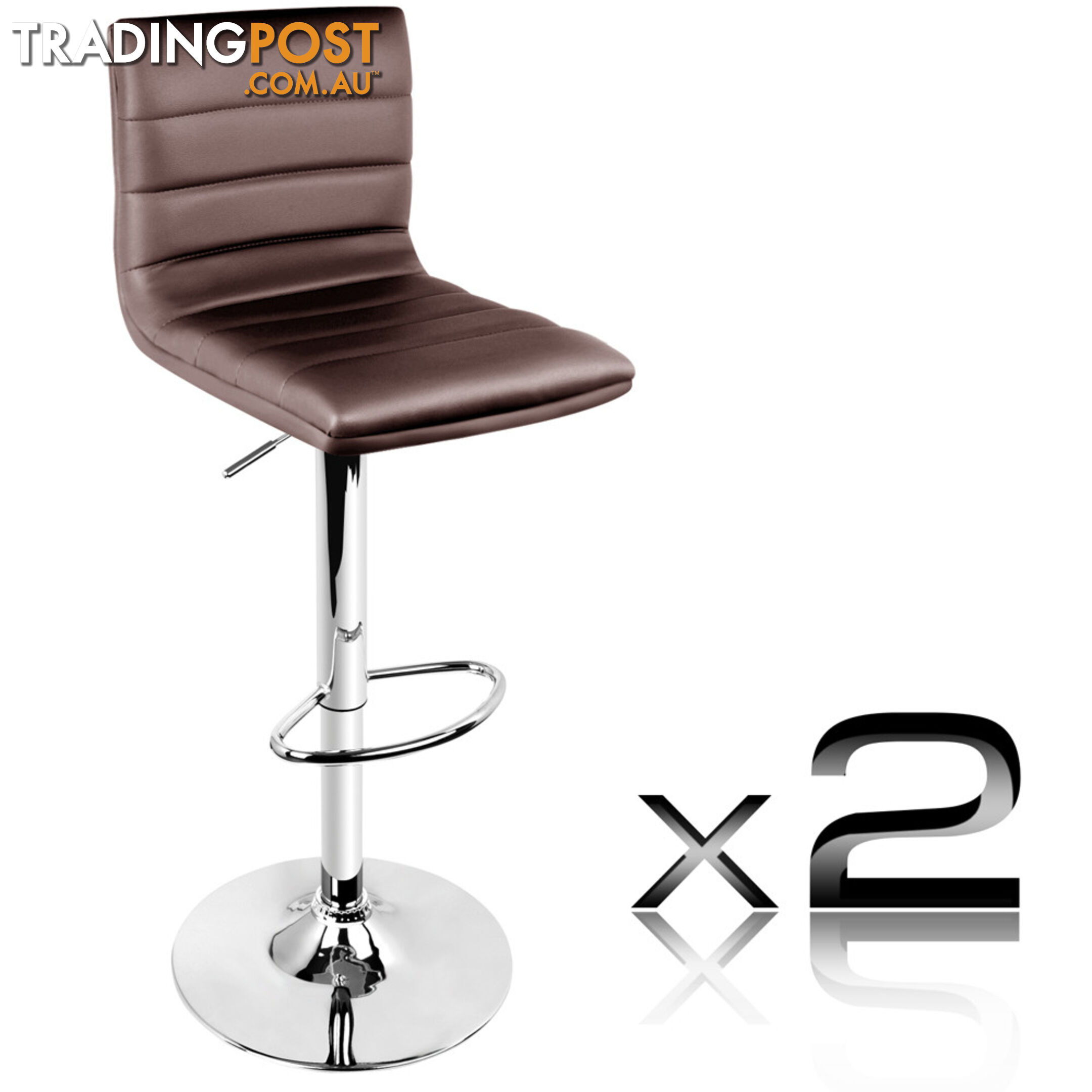 Set of 2 PU Leather Kitchen Bar Stool Chocolate