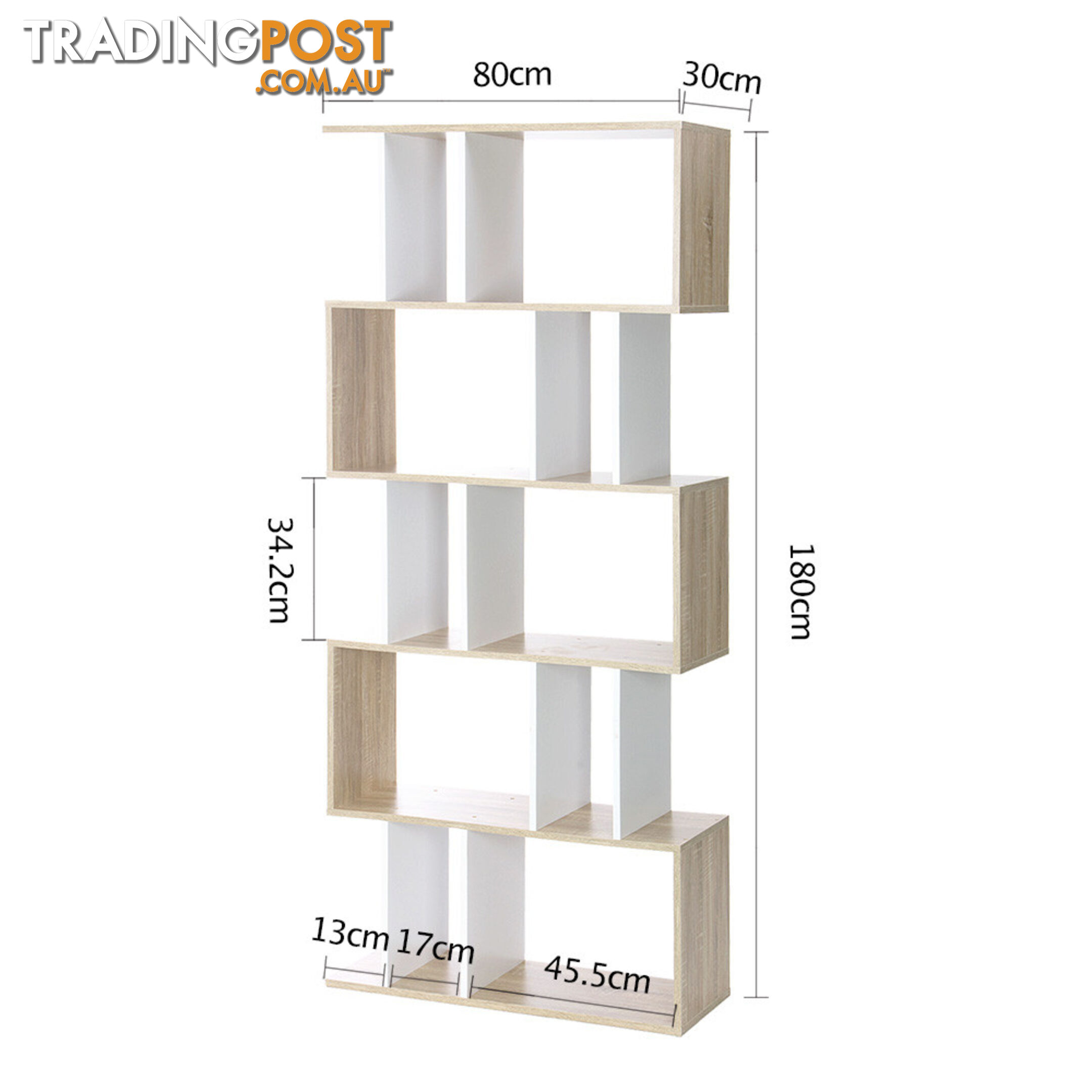 5 Tier Display/Book/Storage Shelf Unit White Brown