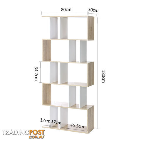 5 Tier Display/Book/Storage Shelf Unit White Brown