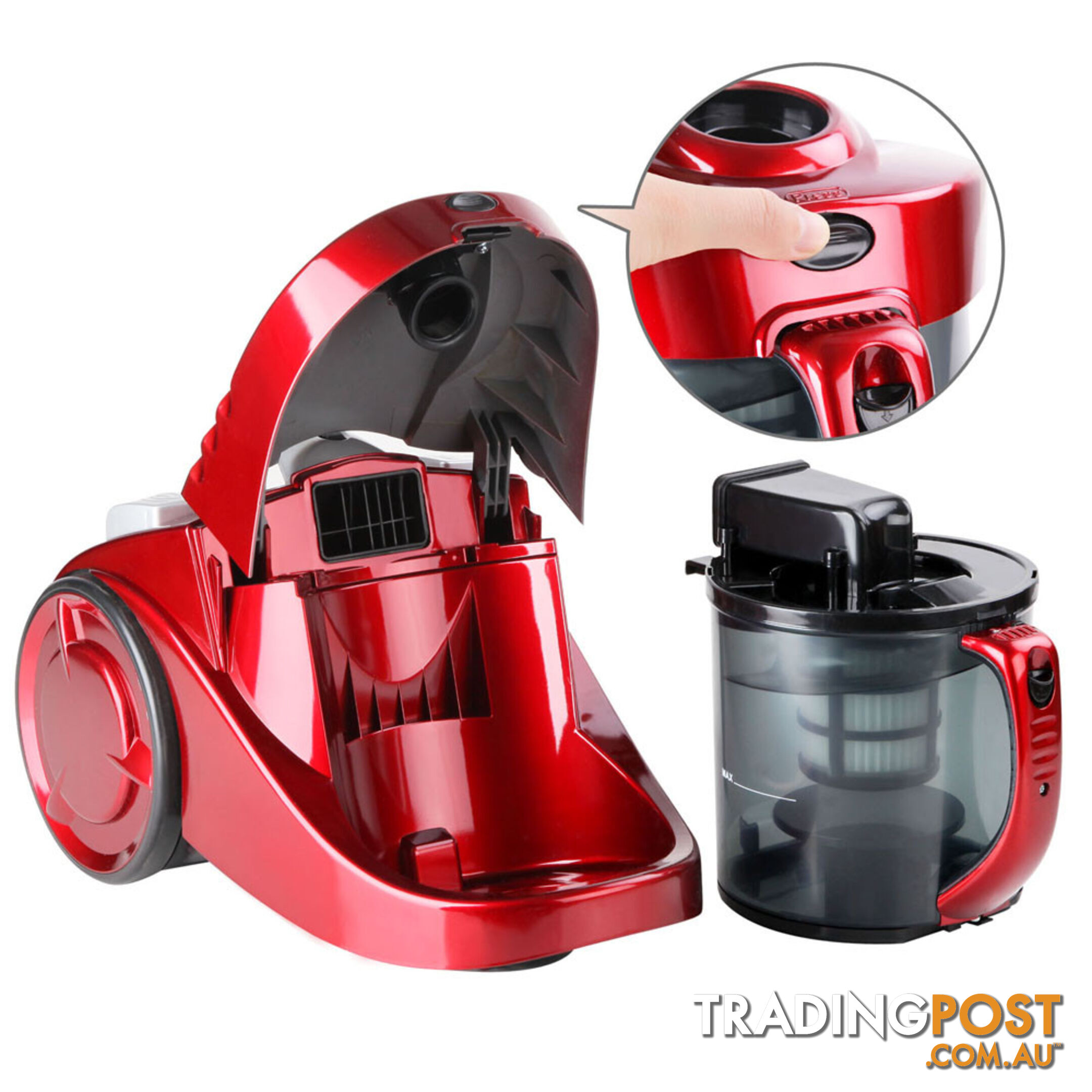 Bagless Cyclone Cyclonic Vacuum Cleaner HEPA Red