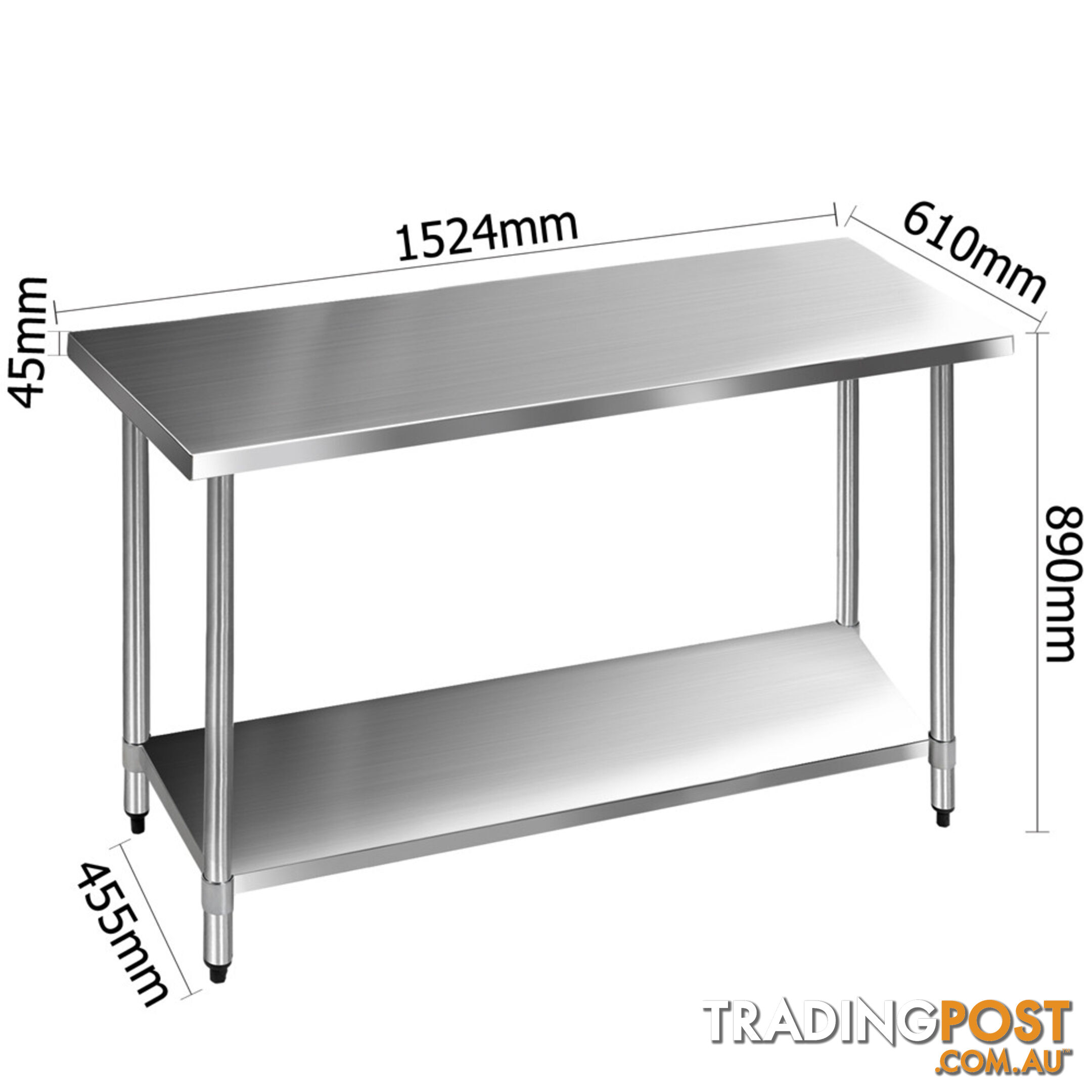 430 Stainless Steel Kitchen Work Bench Table 1524mm