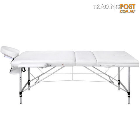 Portable Aluminium 3 Fold Massage Table Chair Bed White 75cm