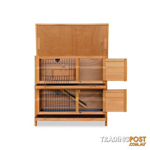 Double Storey Rabbit Hutch with Foldable Ramp