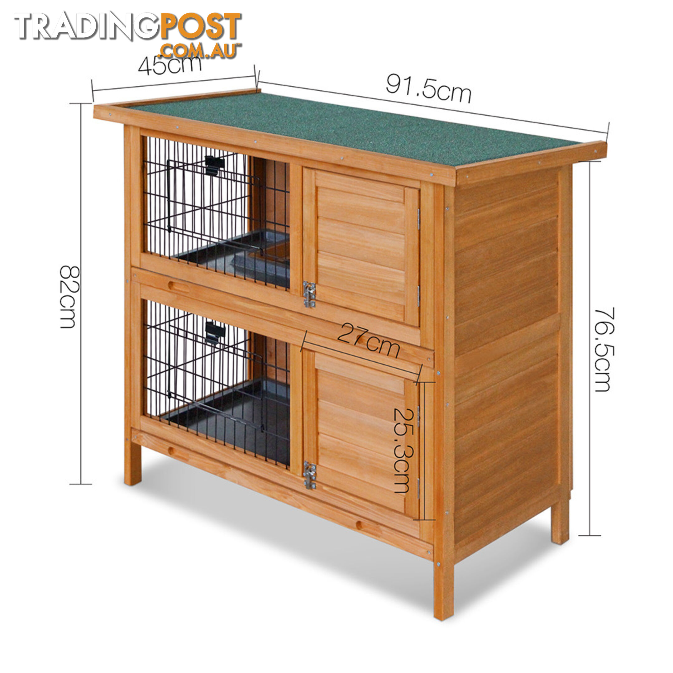 Double Storey Rabbit Hutch with Foldable Ramp