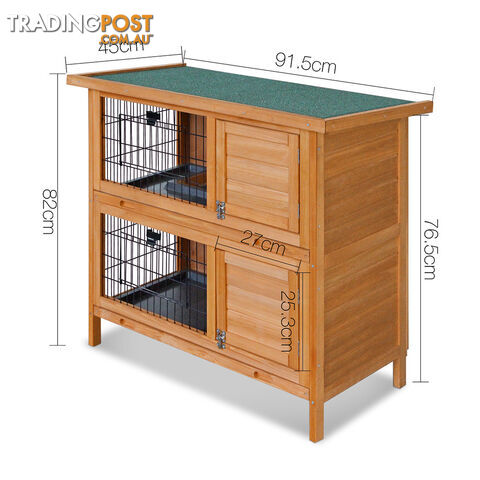 Double Storey Rabbit Hutch with Foldable Ramp