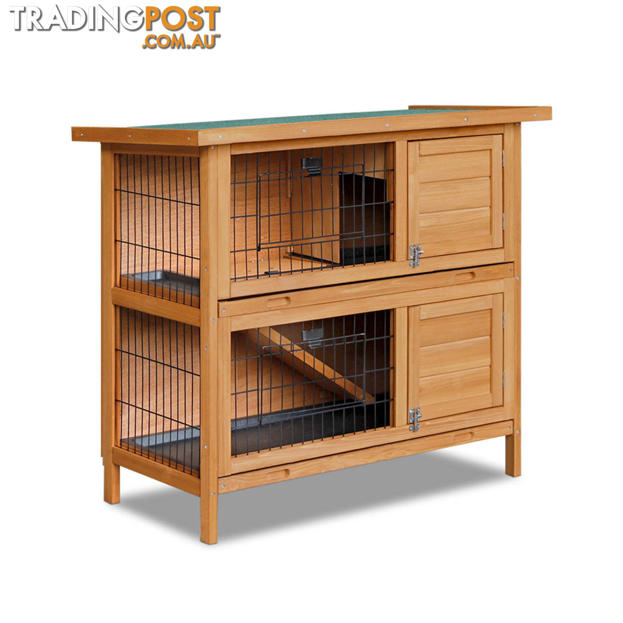 Double Storey Rabbit Hutch with Foldable Ramp