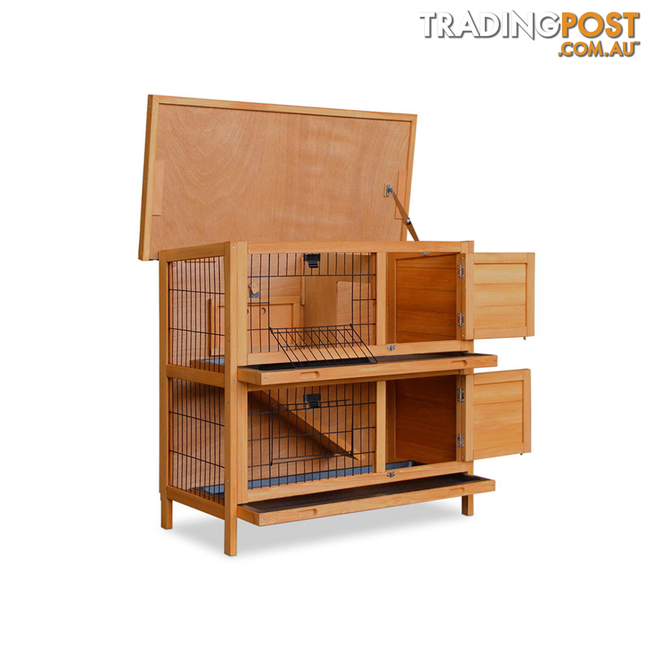 Double Storey Rabbit Hutch with Foldable Ramp