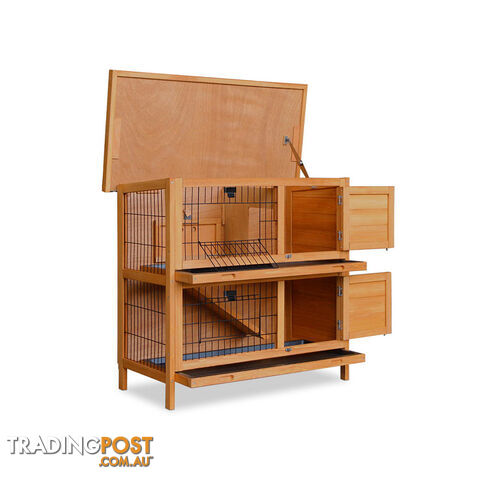 Double Storey Rabbit Hutch with Foldable Ramp