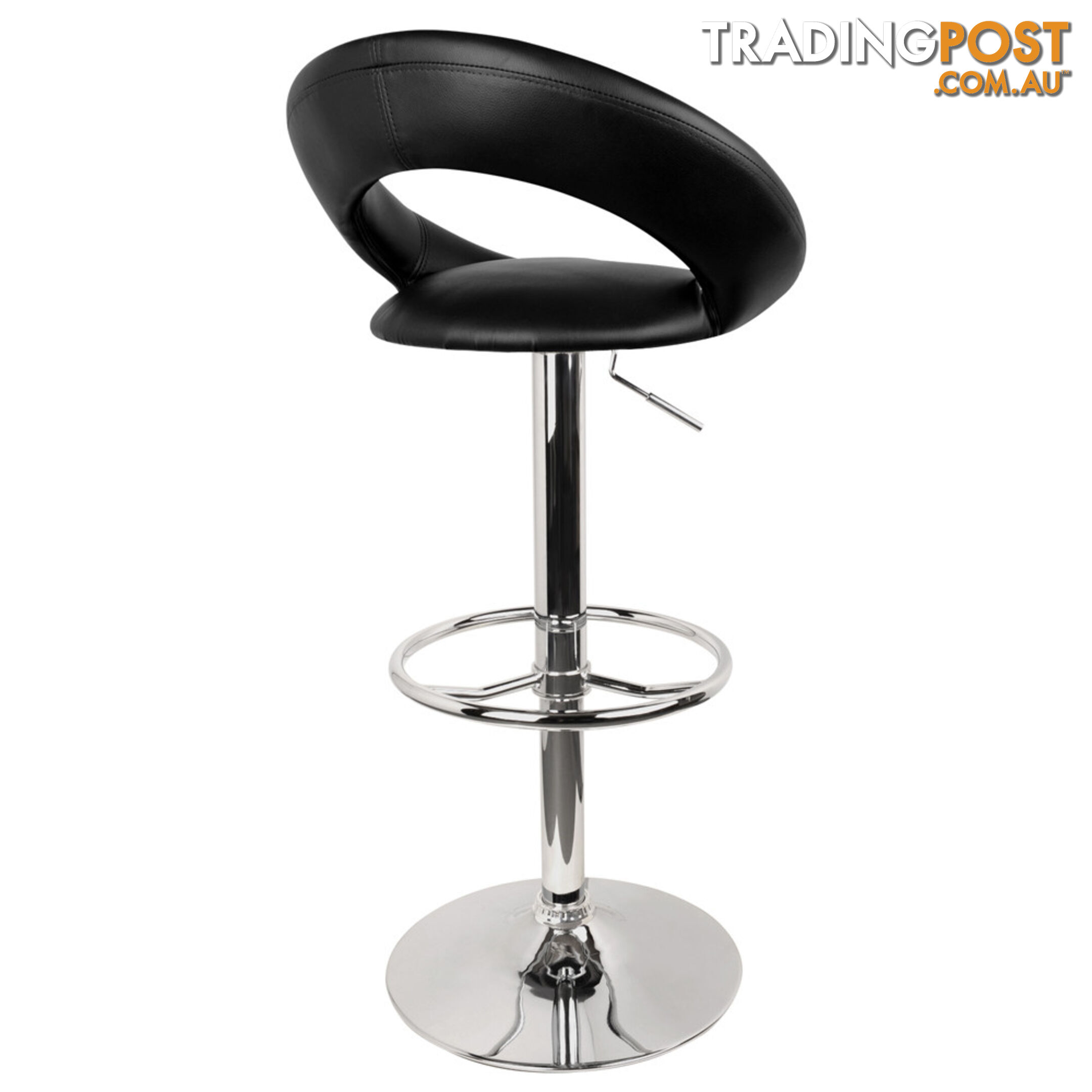 Set of 2 PU Leather Kitchen Bar Stool Black