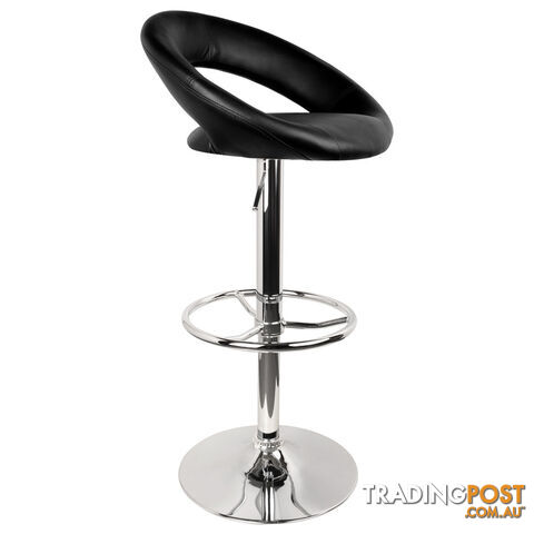 Set of 2 PU Leather Kitchen Bar Stool Black