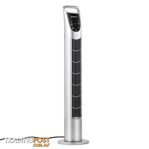 3 Speed Tower Fan  with Remote Control - Silver