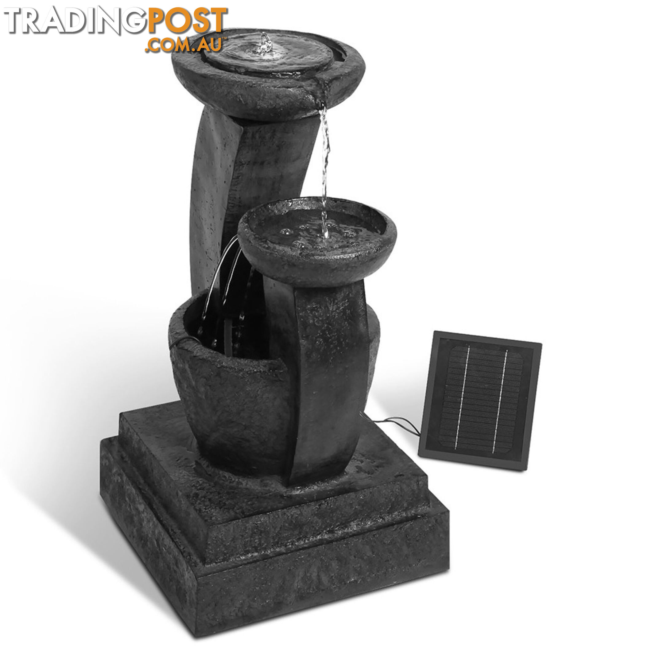 Solar Power Three-Tier Water Fountain Ivory