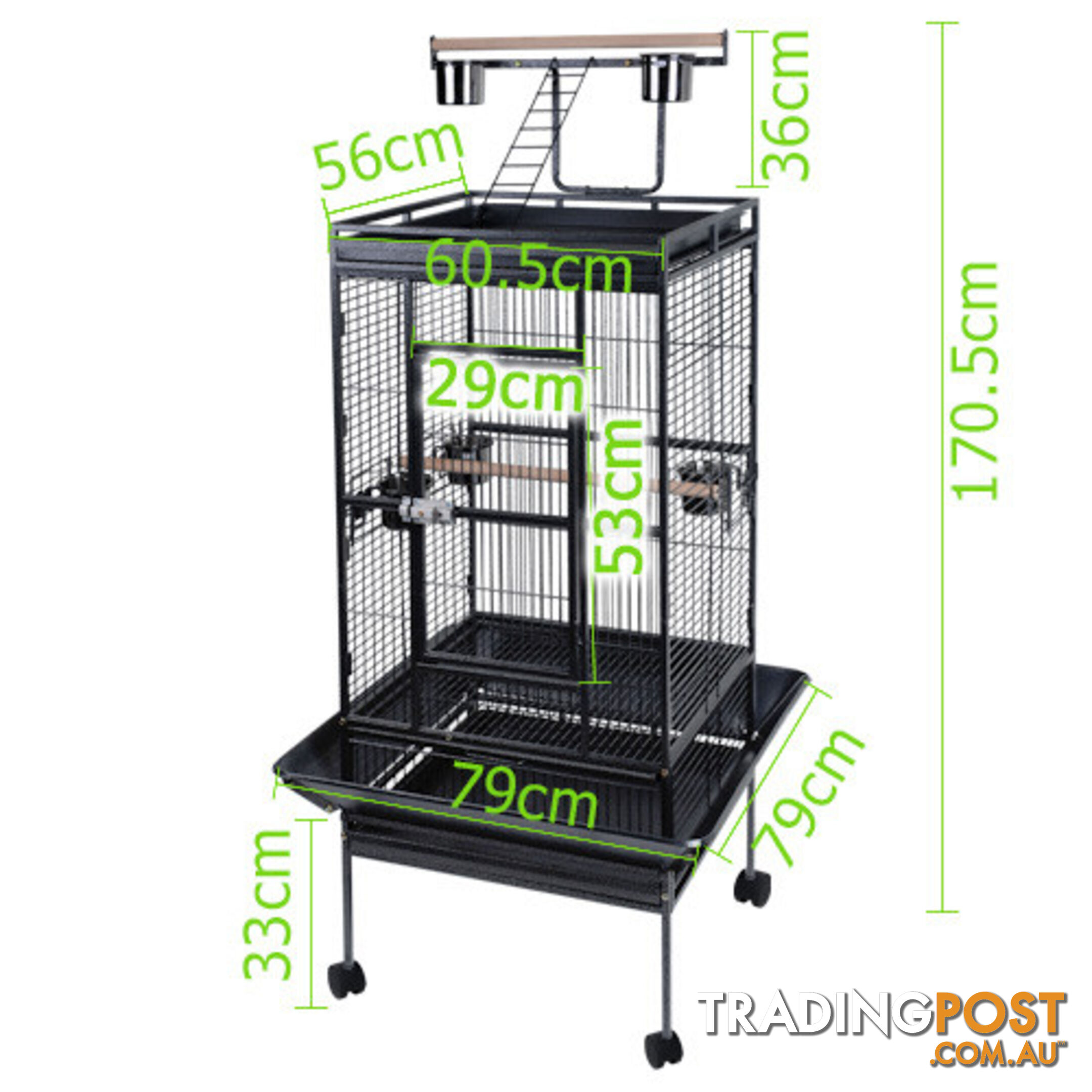 Parrot Pet Aviary Bird Cage 170cm Black