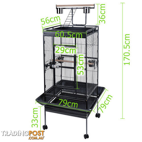 Parrot Pet Aviary Bird Cage 170cm Black