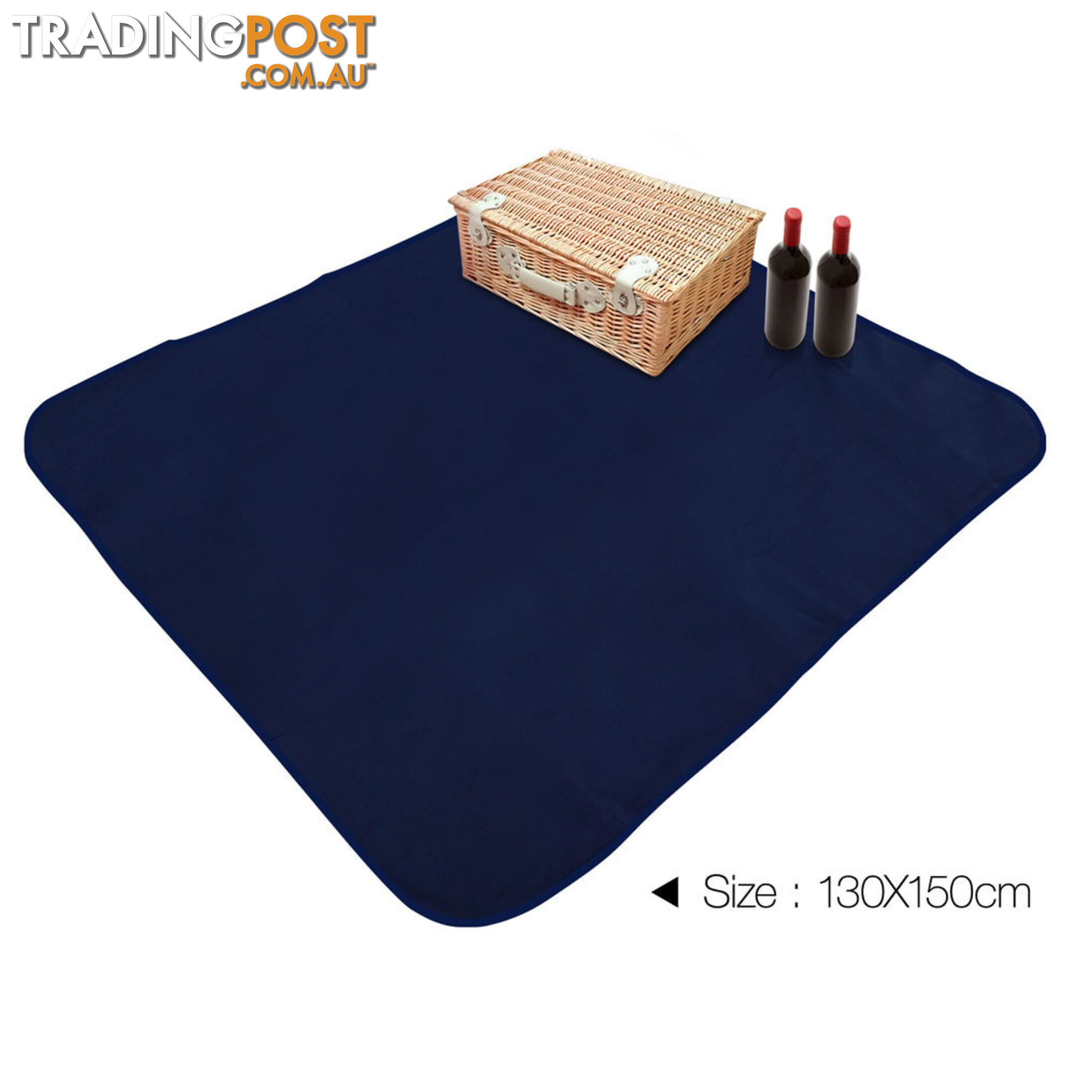 4 Person Picnic Basket Set with Cooler Bag Blanket - Navy