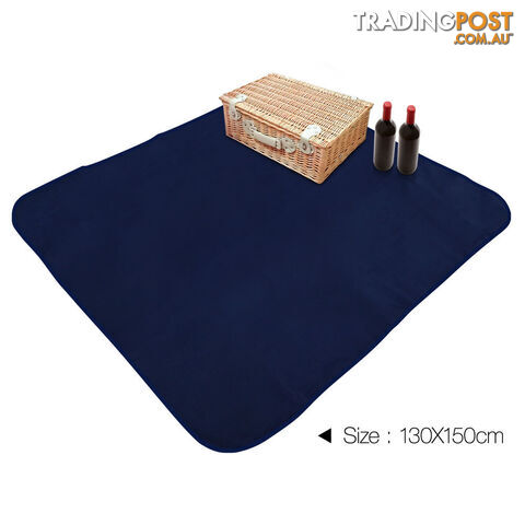 4 Person Picnic Basket Set with Cooler Bag Blanket - Navy