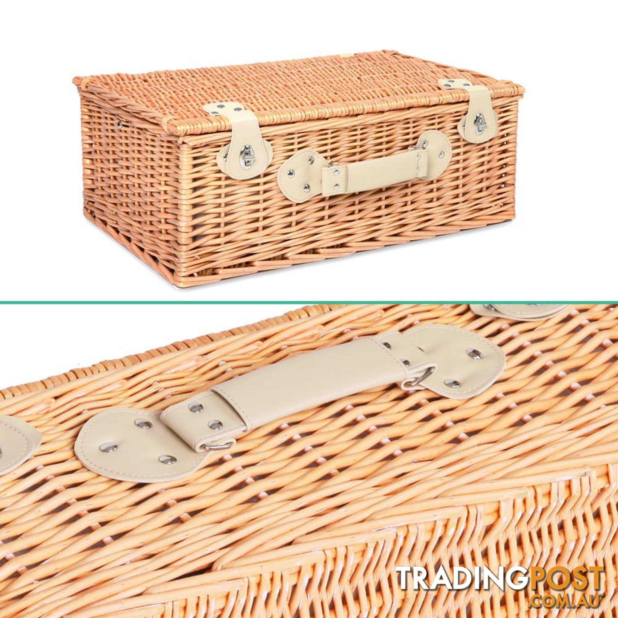 4 Person Picnic Basket Set with Cooler Bag Blanket - Navy