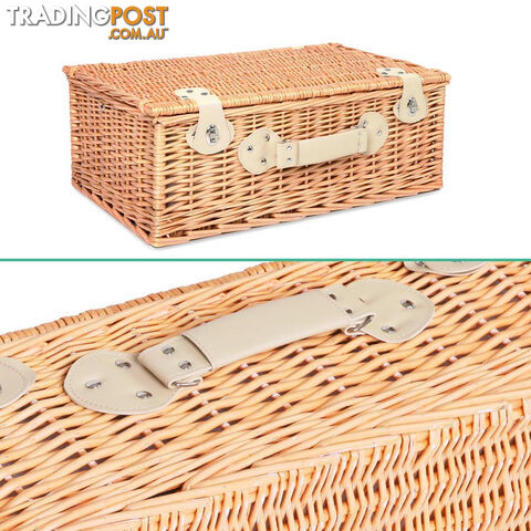 4 Person Picnic Basket Set with Cooler Bag Blanket - Navy