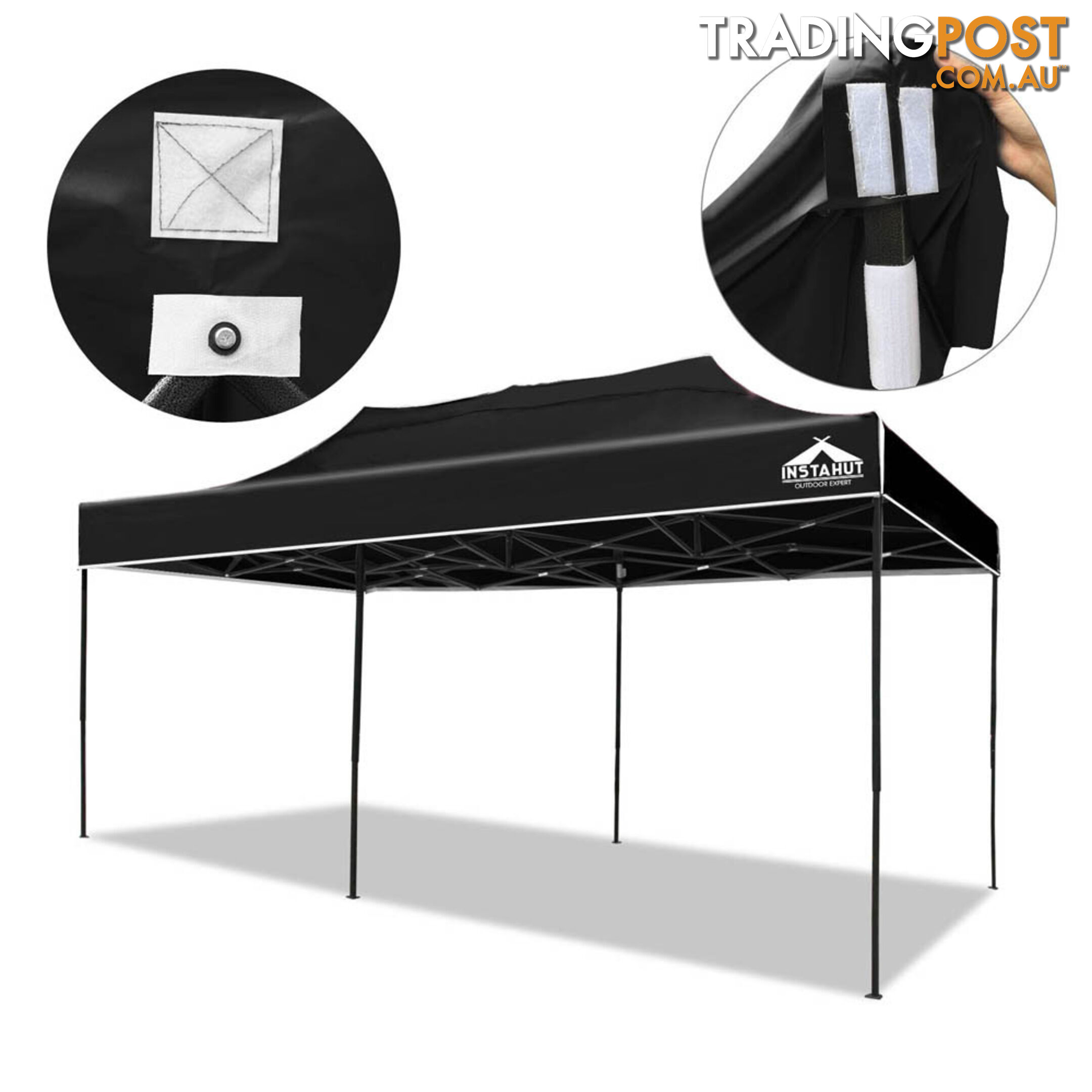 3m x 6m Pop-up Garden Outdoor Gazebo Black