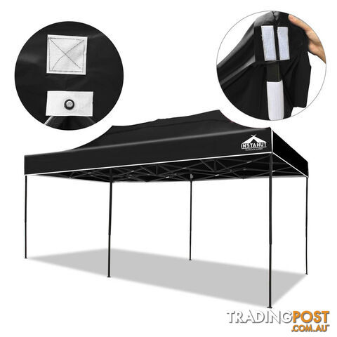 3m x 6m Pop-up Garden Outdoor Gazebo Black