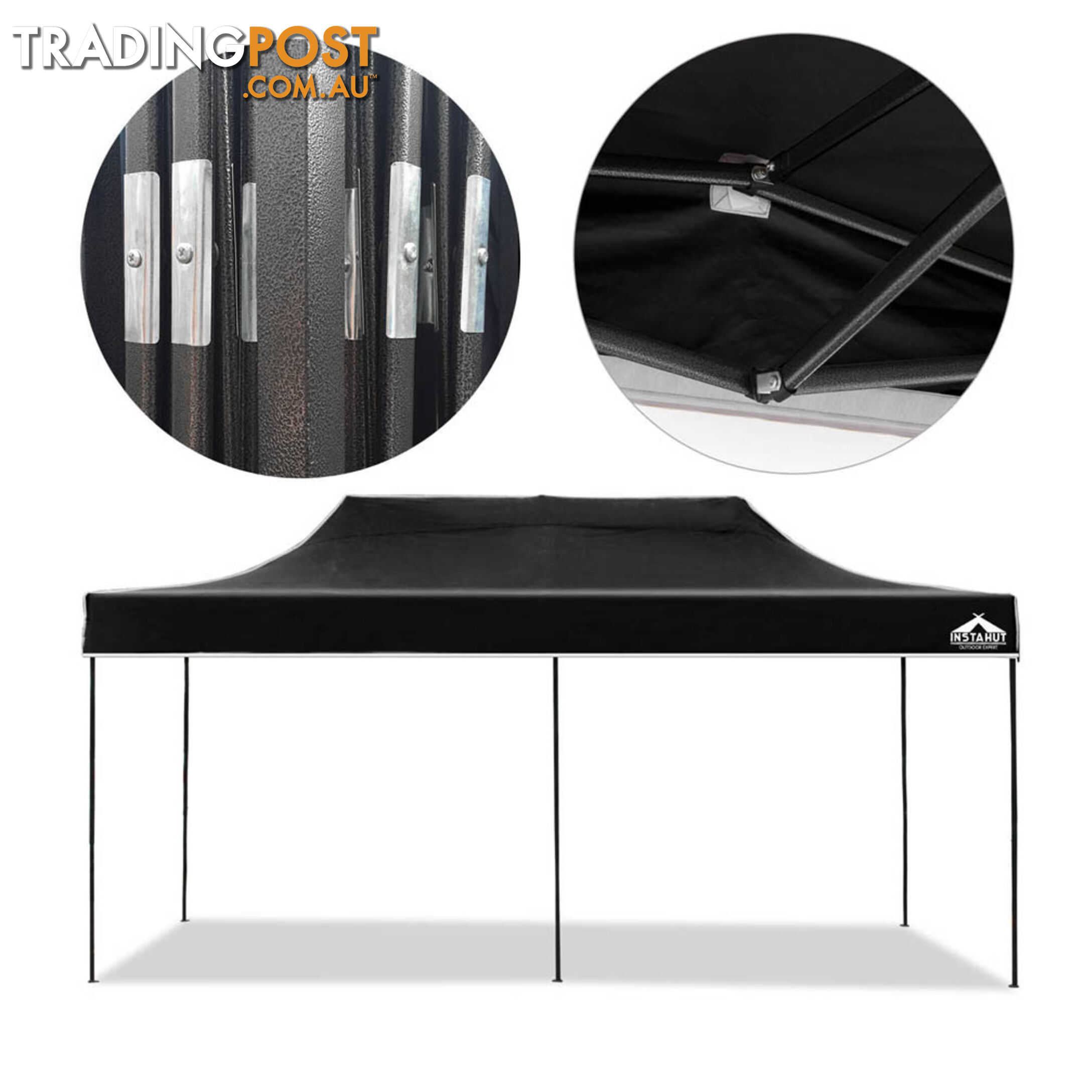 3m x 6m Pop-up Garden Outdoor Gazebo Black