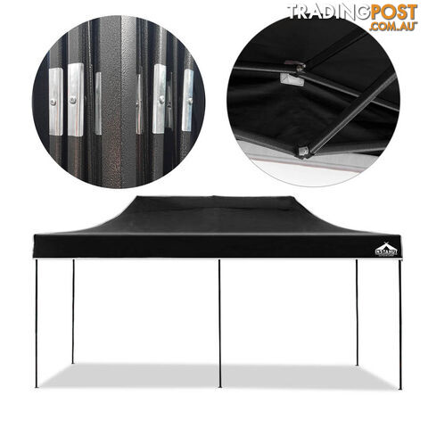 3m x 6m Pop-up Garden Outdoor Gazebo Black