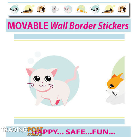 Cute Kittens Wall Border Wall Stickers - Totally Movable