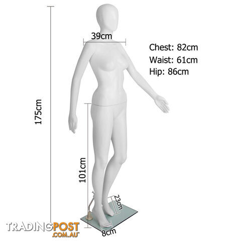 Full Body Female Mannequin Cloth Display Tailor Dressmaker Egg Head White 175cm