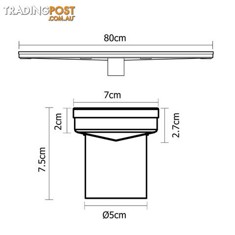 Square Stainless Steel Shower Grate Drain Floor Bathroom 95mm Depth