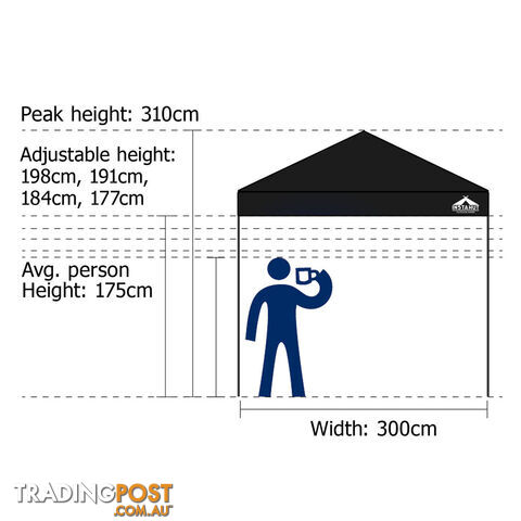 3m x 3m Pop-up Garden Outdoor Gazebo Black - photo 2 of 8