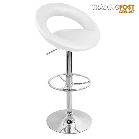 Set of 2 PU Leather Kitchen Bar Stool White