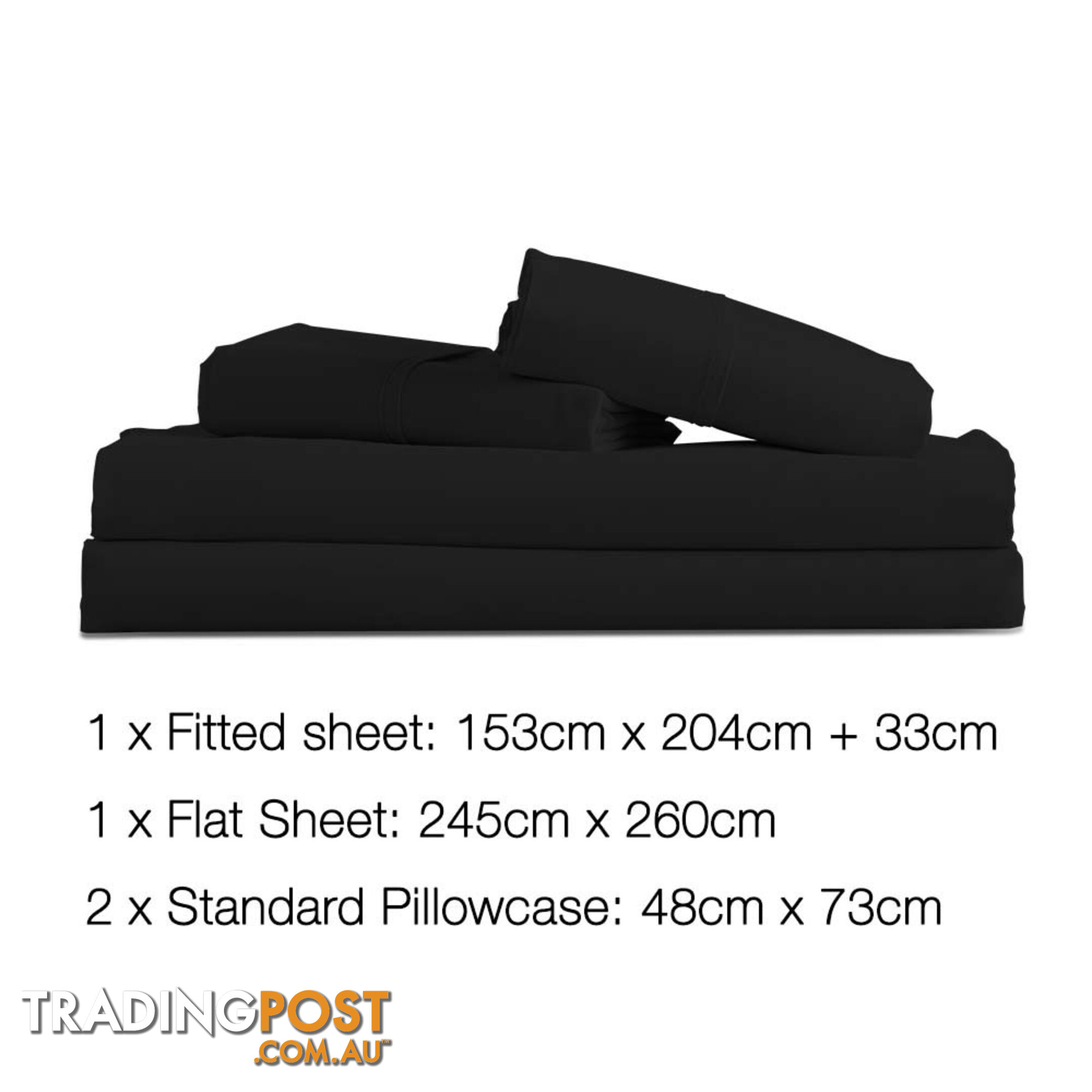 4 Piece Microfibre Sheet Set Queen  Black