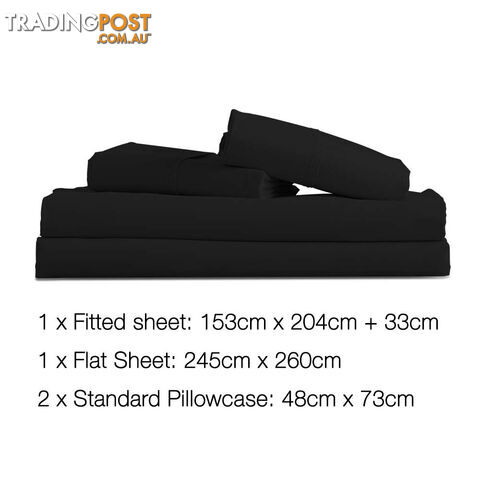 4 Piece Microfibre Sheet Set Queen  Black