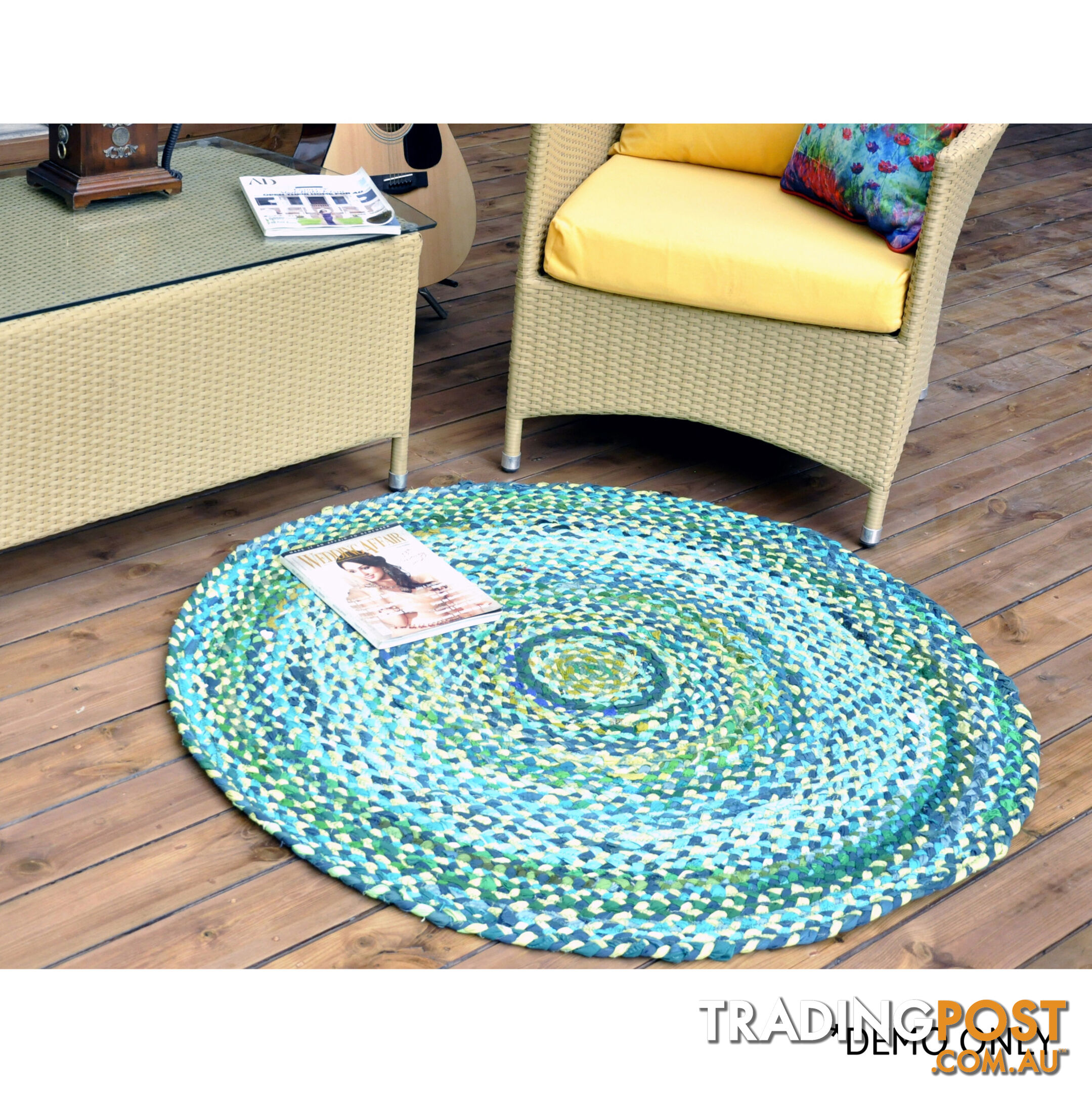 Cotton Green Rug Green 120x120cm