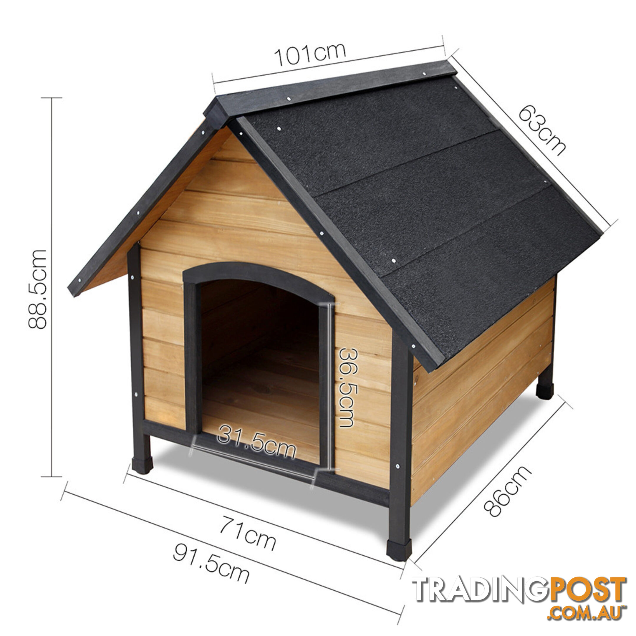 Timber Dog Kennel w/ Food Bowls