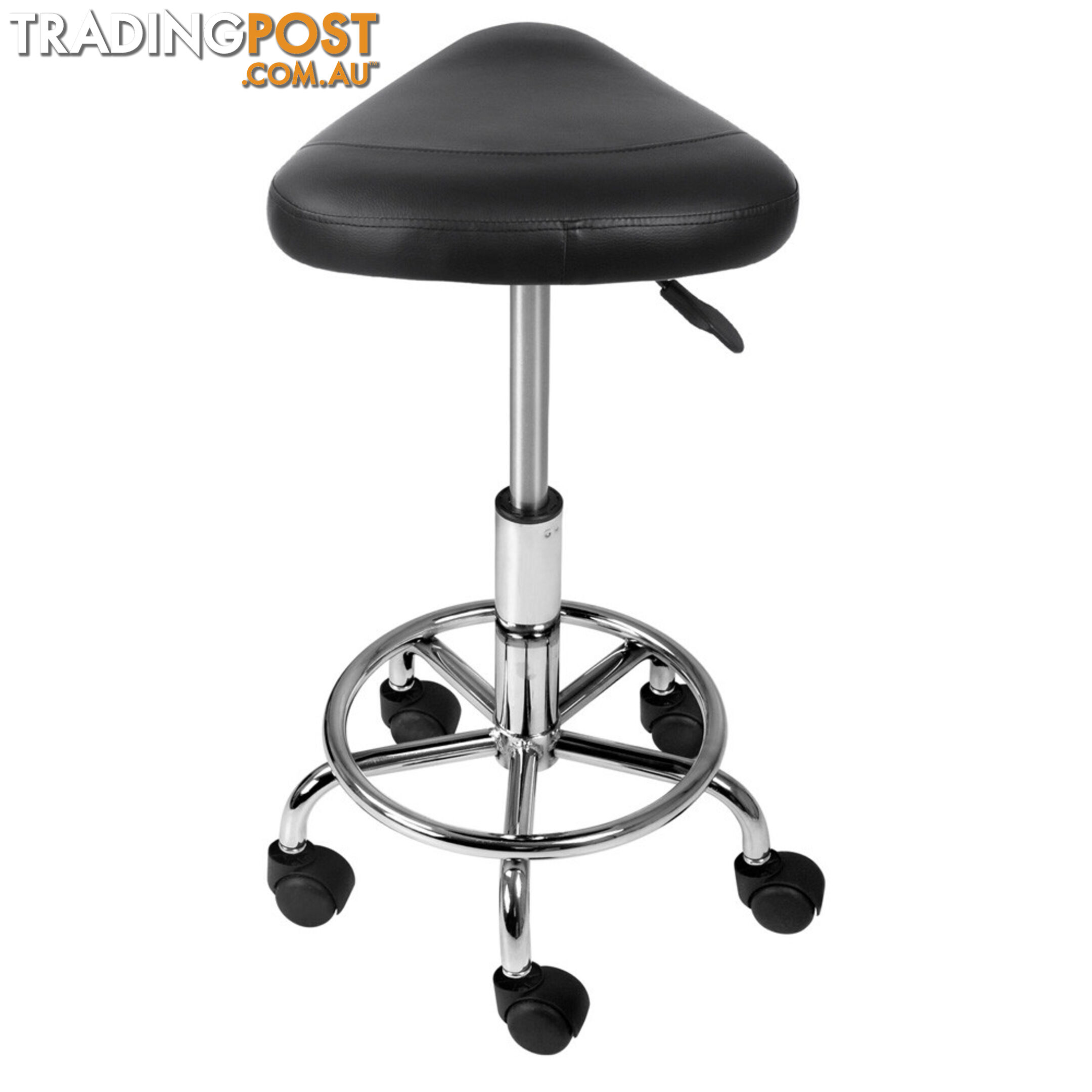 Saddle PU Swivel Salon Stool White