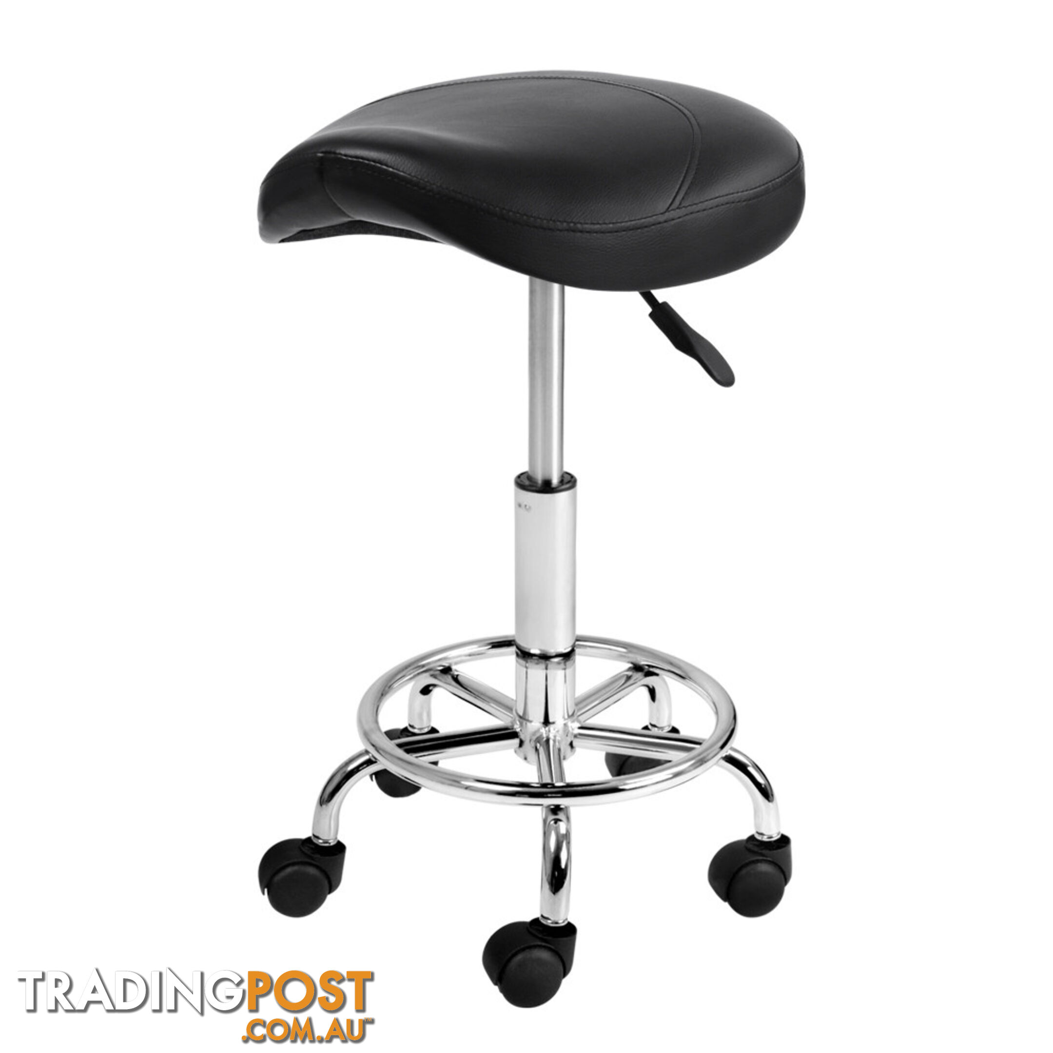 Saddle PU Swivel Salon Stool White