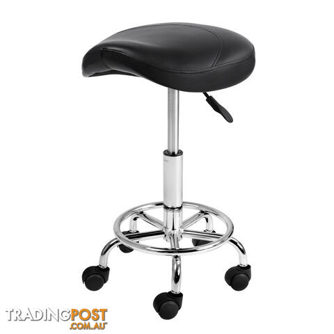 Saddle PU Swivel Salon Stool White