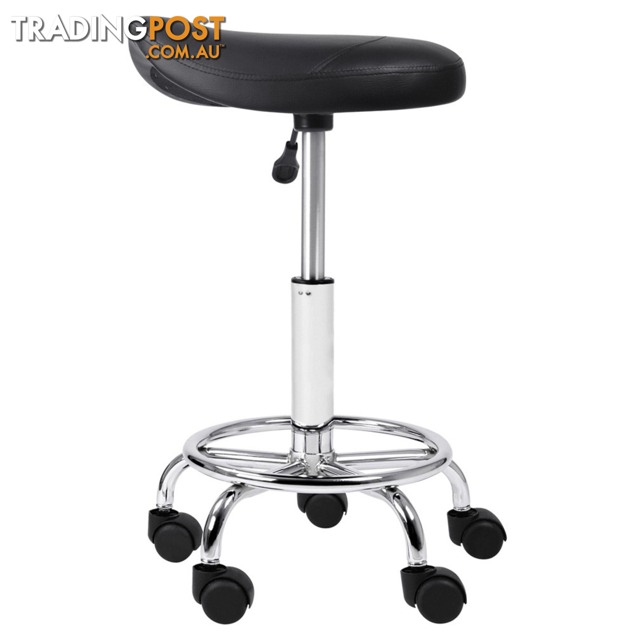 Saddle PU Swivel Salon Stool White