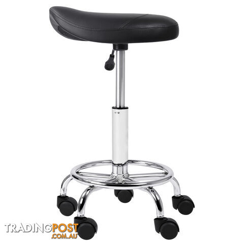 Saddle PU Swivel Salon Stool White