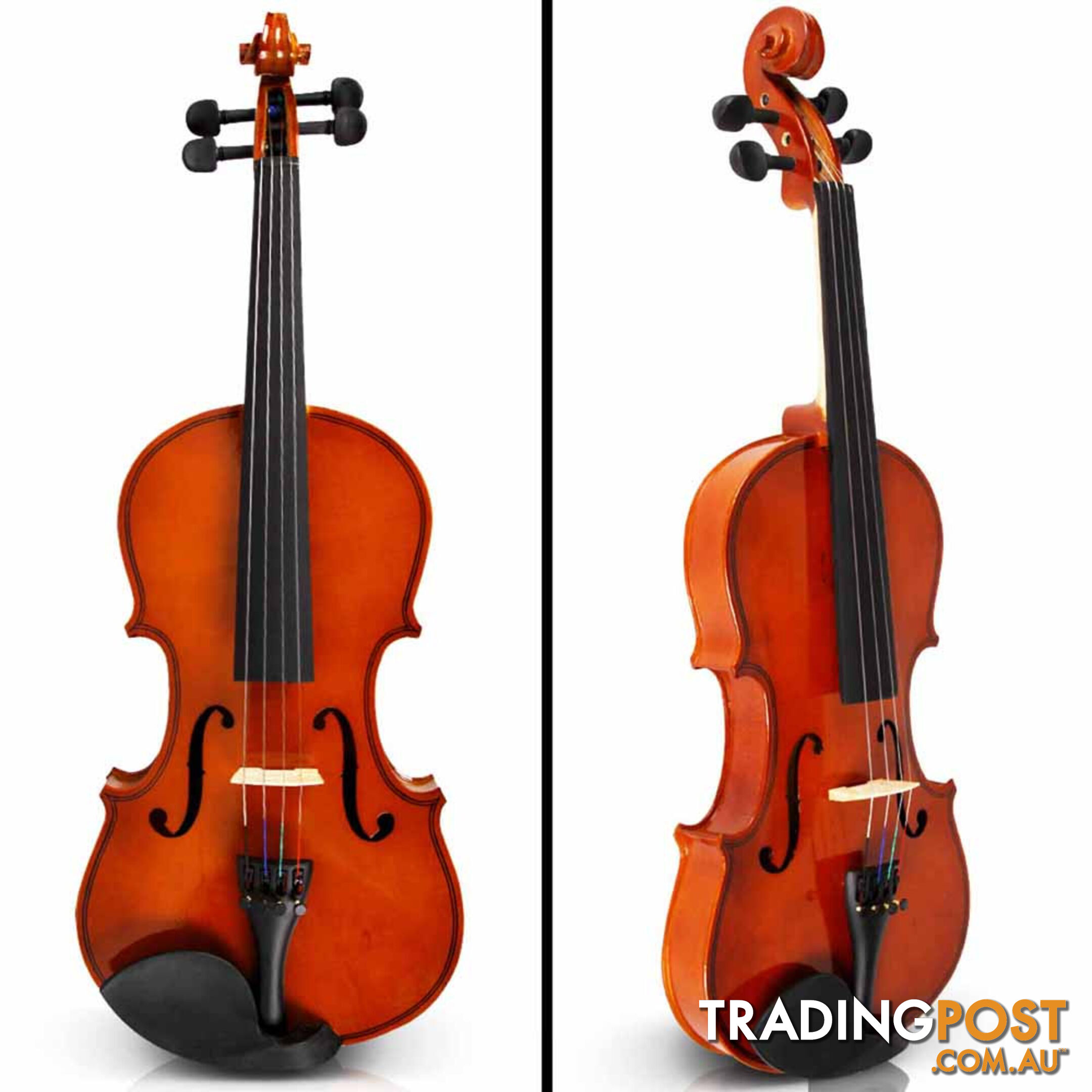 Full Size 4/4 Natural Wooden Beginner Violin Set Brown