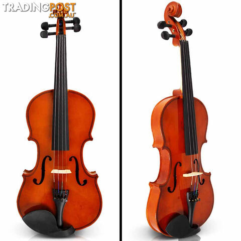 Full Size 4/4 Natural Wooden Beginner Violin Set Brown