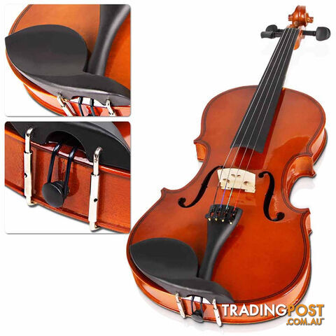 Full Size 4/4 Natural Wooden Beginner Violin Set Brown