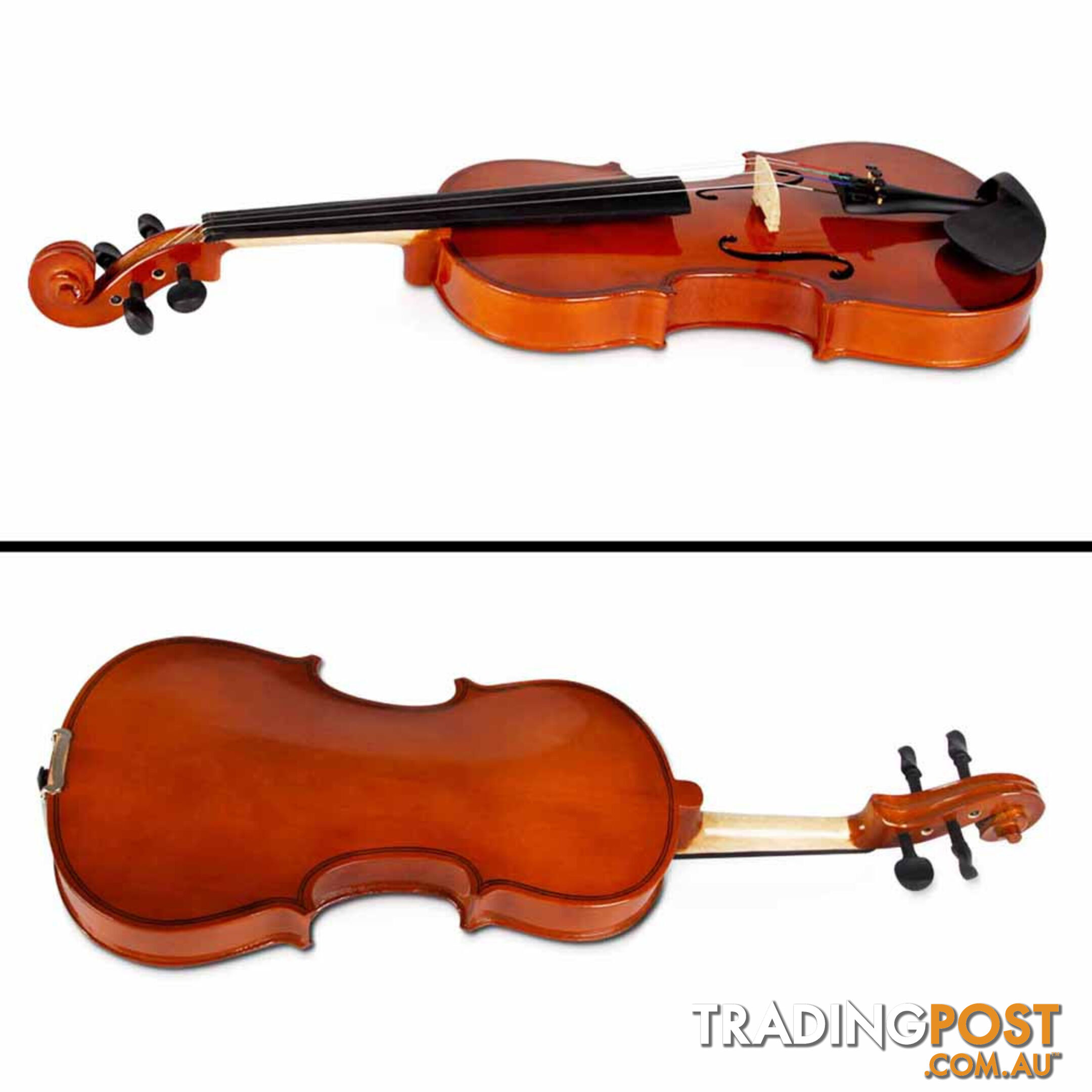 Full Size 4/4 Natural Wooden Beginner Violin Set Brown