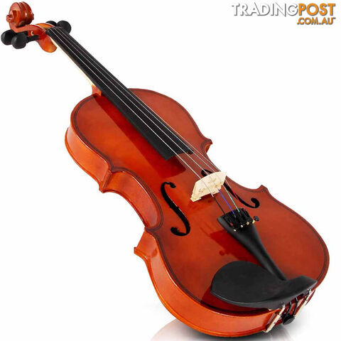 Full Size 4/4 Natural Wooden Beginner Violin Set Brown